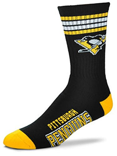 For Bare Feet NHL 4 Stripe Deuce Crew Socks Mens_Pittsburgh Penguins_Size Large 10_13