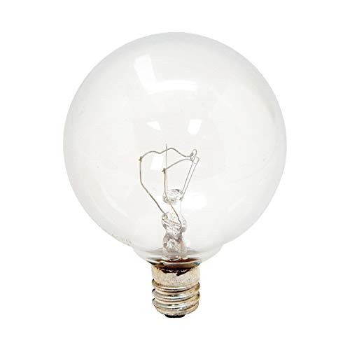 GE Incandescent Globe Light Bulbs_ G16_5 Light Bulbs_ 25_Watt_ Clear_ Candelabra Base_ 12 Pack_ Vanity Light Bulbs