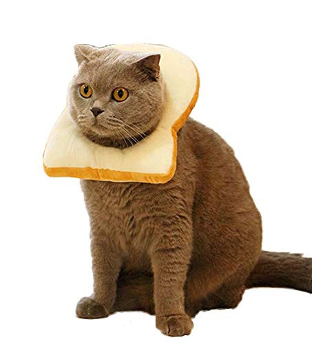 komii Pet Costume?Creative Toast cat Headdress_ Soft Bread Slice Collar for Cats? Toast Bread hat_ Bread_Shaped pet hat_ Easy to Remove_ Cute pet Make