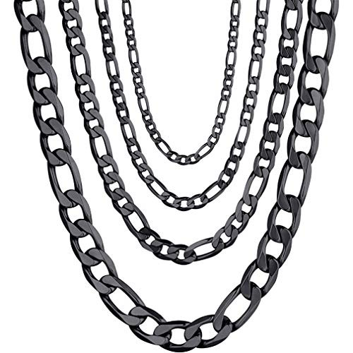 PROSTEEL Figaro Link Necklace Black Stainless Steel Chain 26 Gothic Punk Rock Women Men Jewelry Gift PROSTEEL Figaro Link Necklace Black Stainless Steel Chain 26 Gothic Punk Rock Women Men Jewelry Gift
