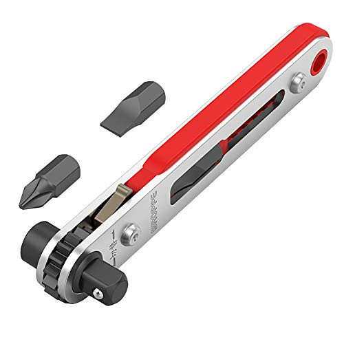Broppe Mini Ratchet Wrench Screwdriver 14 Inch Drive Socket and Hex Screwdriver Bit Dual_Drive Head Ratchet Wrench Comes with Flat Head and Phillips