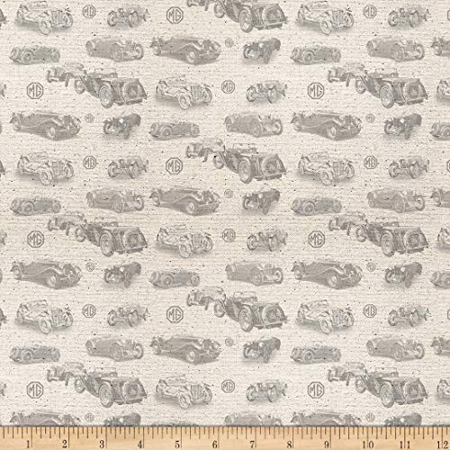 Michael Miller MG Collection British Motor Cars MG Patchwork Cream Quilt Fabric By The Yard