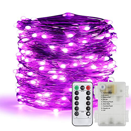 ER CHEN 200 LED String Lights_ Battery Operated Waterproof Fairy Lights with Remote_ 66 ft 8 Modes Silver Coated Copper Wire Christmas Lights with Tim