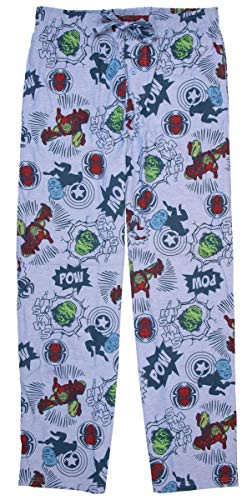 Mad Engine Marvel Superheroes Comic Book Mens Sleep Lounge Pajama Pants_ Blue_ Large
