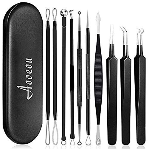 Upgrade Pimple Popper Tool_ Aooeou 10 Pcs Professional Pimple Comedone Extractor Popper Tool Acne Removal Kit _ Treatment for Pimples_ Blackheads_ Fo