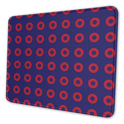 Mouse Pad Phish Red Donut Circles On Blue Mouse Mat Non_Slip Rubber Base with Stitched Edge Mousepad for Office Home Laptop Gaming Computer PC 10x12 i