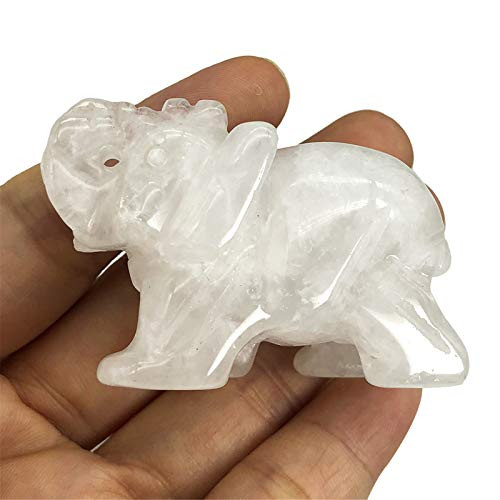 Fekuar Hand Carved Milky Rock Quartz Stone Elephant Statue_ Healing Crystal Animal Figurine Carfts Collectible Decor 2 Inches Fekuar Hand Carved Milky Rock Quartz Stone Elephant Statue_ Healing Crystal Animal Figurine Carfts Collectible Decor 2 Inches