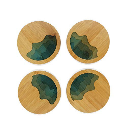 Handcraft Wooden Coaster for Drinks Natural Bamboo Wood Round Coasters Set of 4 Eco_Friendly Modern Coaster