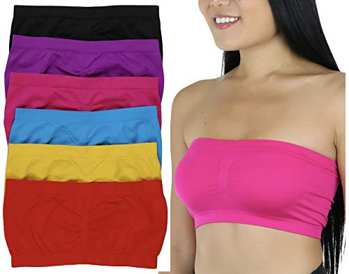 ToBeInStyle Womens Pack of 6 Seamless Tube Top Bras with No Pad _ Strapless _ Assorted _ OS