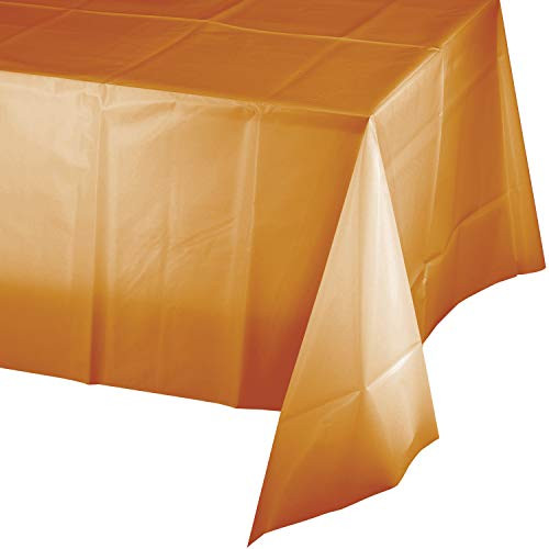 Pumpkin Spice Orange Plastic Tablecloths_ 3 ct