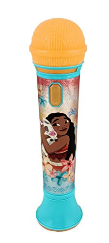 Moana Karaoke Sing Along Microphone for Kids_ Built in Music_ Flashing Lights_ Pretend Mic_ Toys for Kids Karaoke Machine_ Connects MP3 Player Aux in