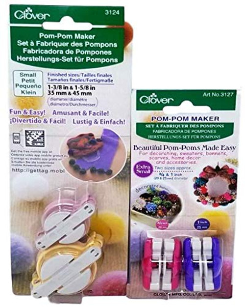 Clover Pom Pom Maker Set ~Includes 4 Different Sizes  Extra Small and Small Sizes