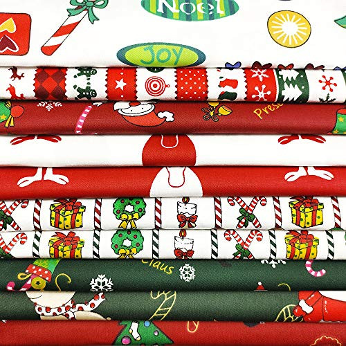 10PCS Christmas Cotton Fabric Bundles 20 x 20 Inch Sewing Squares Multi_Color Patchwork Christmas Tree Precut Fat Quarters Santa Claus Fabric Scraps f 10PCS Christmas Cotton Fabric Bundles 20 x 20 Inch Sewing Squares Multi_Color Patchwork Christmas Tree Precut Fat Quarters Santa Claus Fabric Scraps f