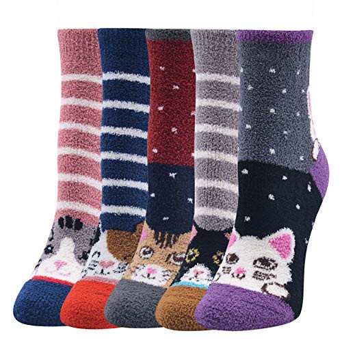 Jogoo 5 Pairs Womens Fuzzy Fluffy Socks Warm Winter Councey Soft Crew Slipper Socks Home Sleeping Cute Animal Christmas Socks Jogoo 5 Pairs Womens Fuzzy Fluffy Socks Warm Winter Councey Soft Crew Slipper Socks Home Sleeping Cute Animal Christmas Socks
