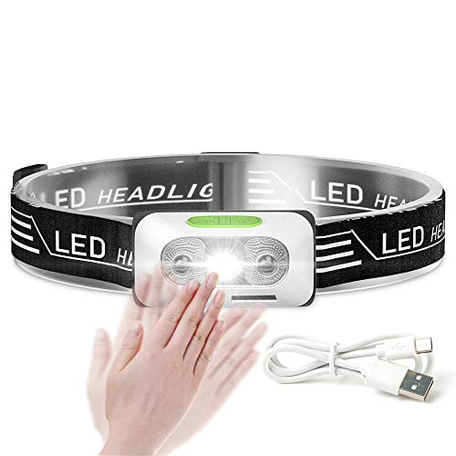 Headlamp_ Rechargeable Headlamp 500 Lumens Battery Built_in LED Lightweight Running Headlamp Waterproof Motion Sensor headlamp for Camping_ Hiking_ Wa