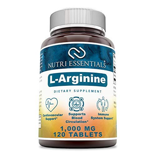 Nutri Essentials L_Arginine 1000 Mg 120 Tablets Dietary Supplement _ Supports Cardiovascular Health _ Supports Immune System Functions _ Promotes Bloo