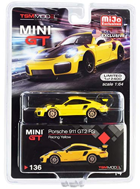 Porsche 911 GT2 RS Racing Yellow with Gold Wheels Limited Edition to 2400 Pieces Worldwide 164 Diecast Model Car by True Scale Miniatures MGT00136