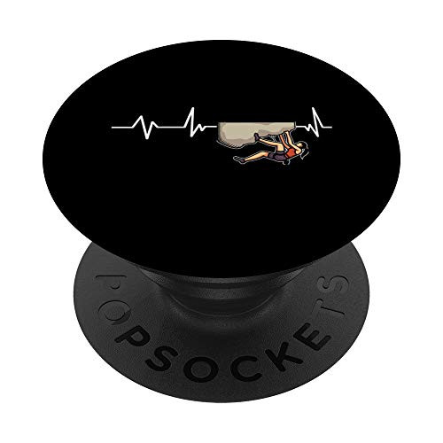 Woman Rock Climbing Heartbeat Climber Gift Rock Climbing PopSockets PopGrip Swappable Grip for Phones  and  Tablets