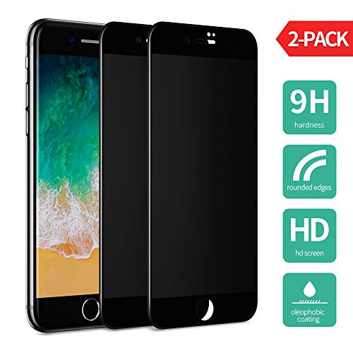 BENKS Anti Spy Screen Protector Tempered Glass for iPhone 8 Plus 7 Plus_  2 Pack  Privacy Protective Film Unbreakable Soft Frame 0_23mm 3D Curve Edge