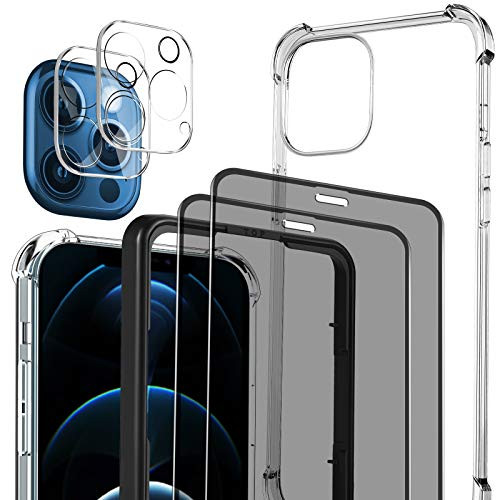 Luibor for iPhone 12 Pro Privacy Screen Protector 2 Pack  plus  compatible with iPhone 12 Pro Case  plus  Camera Lens Protector 2 Pack _ Tempered Glass for iPho