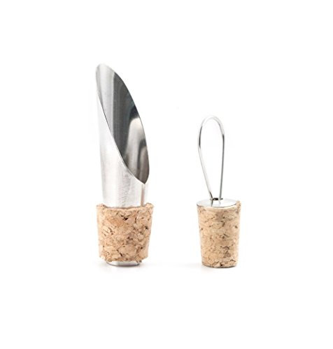 Kikkerland Cork Wine Pourer and Bottle Stop (Set of 2), Multicolor