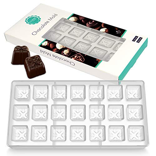 O'Creme Clear Polycarbonate Chocolate Mold Transparent Jelly Candy Mould, Gift Box 24 Cavities Tray