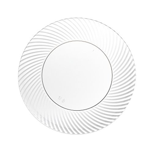 Party Essentials 24 Count Hard Plastic 6" Dessert/Appetizer Plates with Swirled Rims, Clear