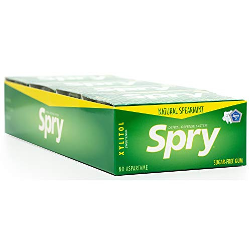 Spry Fresh Natural Xylitol Chewing Gum Dental Defense System Aspartame_Free Sugar Free Gum  Spearmint_ 10 Count Blister Cards _ Pack of 20