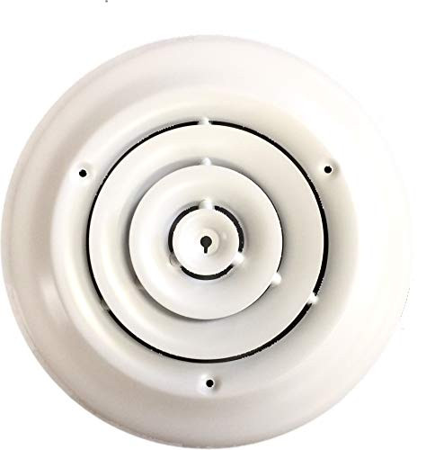 HBW 6 inch  Round Ceiling Diffuser White Powder Coated with Outside Dimension of 10 inch  Fitting in 6 inch  Duct