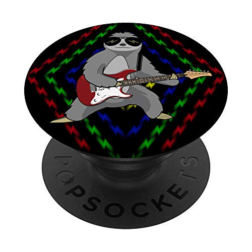 Rock Sloth Playing Electric Guitar Musician Guitarist Gift PopSockets PopGrip Swappable Grip for Phones  and  Tablets