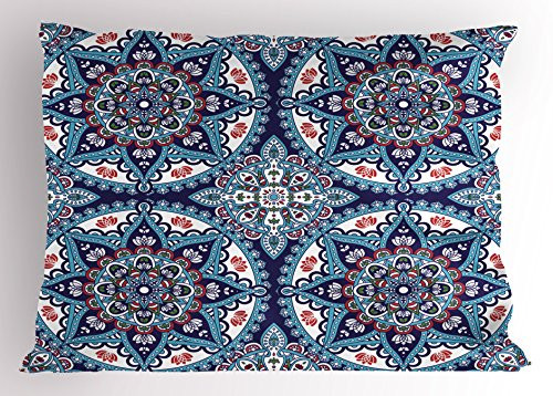 Ambesonne Mandala Pillow Sham, Traditional Indian Ornament Floral Motifs Pattern Ethnic Tribal Eastern Geometric, Decorative Standard Size Printed Pillowcase, 26 X 20 Inches, Multicolor