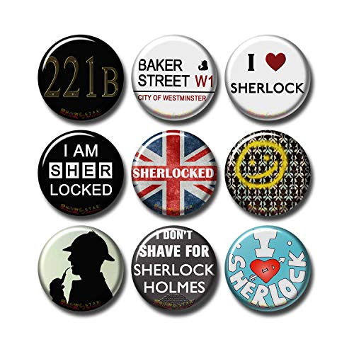 9 pcs Sherlock Fridge Magnets Set Pack 1_5 inch 3_7cm_ BBC TV Show Logo Quotes_ 010_P006