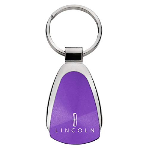 Genuine Lincoln Purple Logo Metal Chrome Tear Drop Key Chain Ring Fob