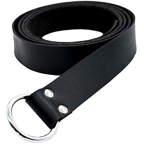 Mythrojan O Ring Medieval Leather Viking Belt LARP Renaissance Belt  Black