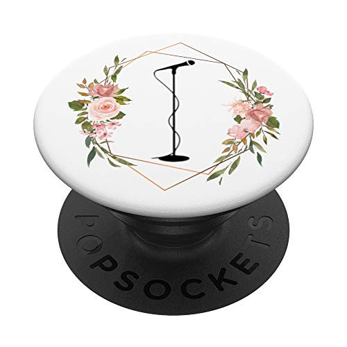 Singer Song Music Karaoke Band Mic Rock Metal Country White PopSockets PopGrip Swappable Grip for Phones  and  Tablets