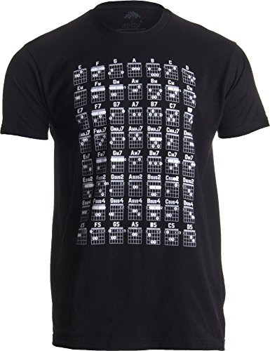Guitar Chord Chart  Cool Musician Guitarist Teacher Music Playing Notes T_Shirt_ Adult_2XL  Black