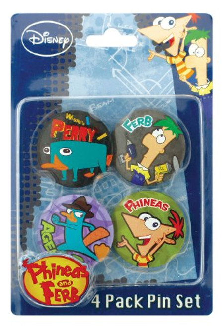 Disney Phineas and Ferb Button_ 4_Pack Disney Phineas and Ferb Button_ 4_Pack