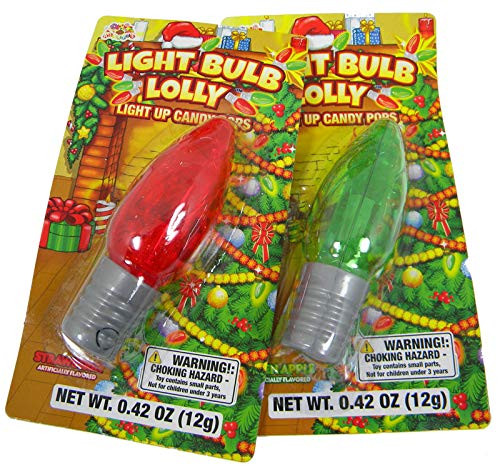 Christmas Lollipops Light Up Bulb Lolly Candy Pops_ 0_42 Ounce _ 6 Count Display Box