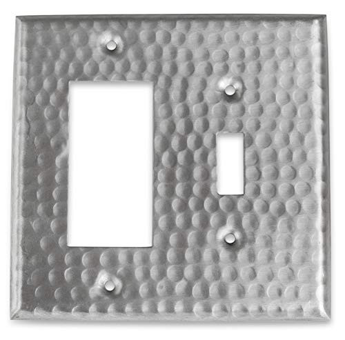 Monarch Abode 18011 Monarch Hammered Rocker Single Toggle Wall Plate, Satin Nickel
