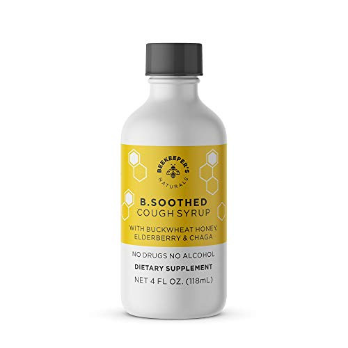 BEEKEEPERS NATURALS B_Soothed Cough Syrup for Adults _ Elderberry Extract_ Chaga Mushroom_ Bee Propolis Extract  and  Buckwheat Honey_ Immune Defense_ Im