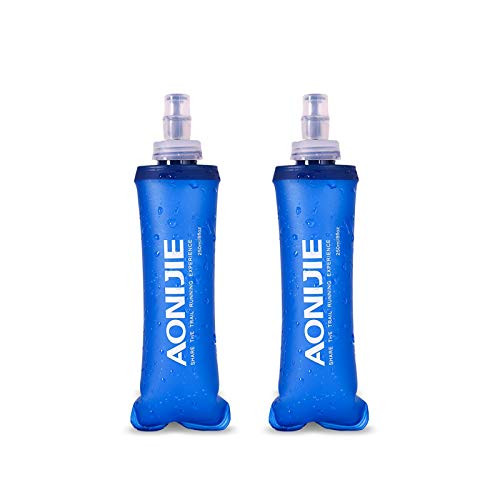 AONIJIE TPU Soft Folding Water Bottles BPA Free Collapsible Flask for Hydration Pack for Running Hiking Cycling Climbing Pack of 2  250ml _Pack of 2