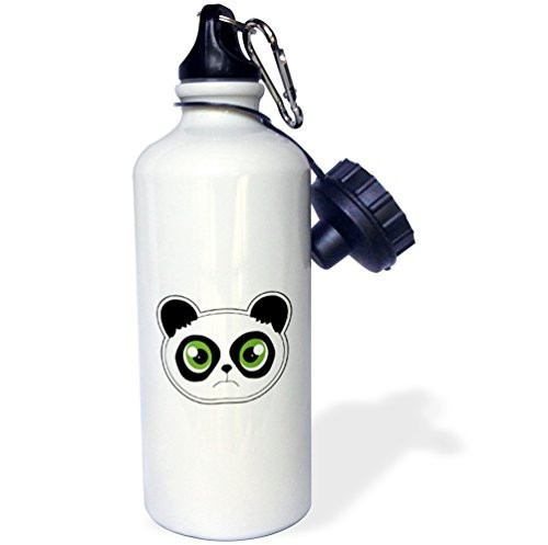 3dRose wb_192876_1 Cute Cartoon Grumpy Panda Sports Water Bottle, Multicolored, 21 oz