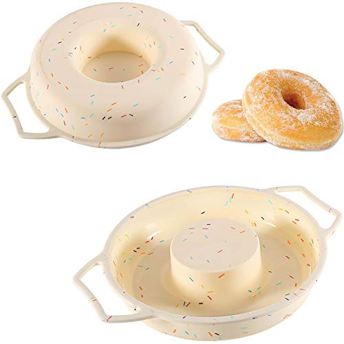 Silicone Donut Pan Cake Mold 9 Inch Doughnut Pans for Baking_ No Stick Round Cake Pan with Handle  Large