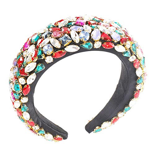 ELEARD Crystal Rhinestone Padded Headbands for Women Statement Bejewelled Hairbands Rainbow Rhinestone Embellished Headbands Fashion Hair Accessory fo ELEARD Crystal Rhinestone Padded Headbands for Women Statement Bejewelled Hairbands Rainbow Rhinestone Embellished Headbands Fashion Hair Accessory fo