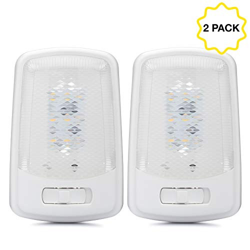 Lumitronics Pacco Da 4 Plafoniere LED 12V Per Camper | Doppia Cupola Con Interruttore | 338 Lumen, Lenti Rimovibili