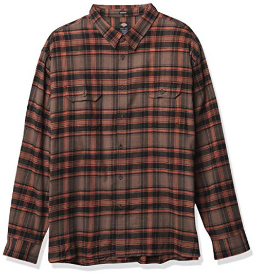 Dickies mens Long Sleeve Flex Flannel Button Down Shirt_ MushroomAuburn Plaid_ XX_Large US Dickies mens Long Sleeve Flex Flannel Button Down Shirt_ MushroomAuburn Plaid_ XX_Large US