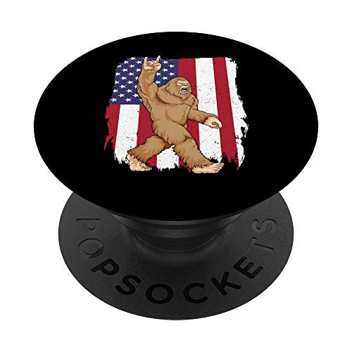 Bigfoot Rock and Roll USA American Flag Sasquatch Believers PopSockets PopGrip Swappable Grip for Phones  and  Tablets