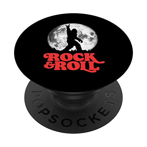 Rock n Roll Bigfoot Sasquatch  and  Full Moon PopSockets PopGrip Swappable Grip for Phones  and  Tablets