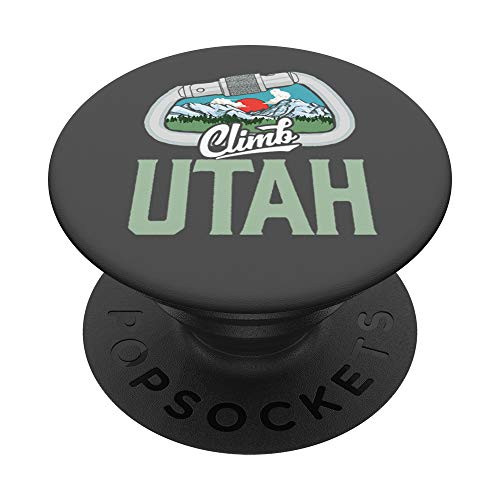 Climb Utah _ Retro Rock Climbing Vintage Carabiner Graphic PopSockets Grip and Stand for Phones and Tablets