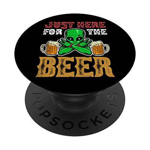 Beer Drunk UFO Drinking Lover Rock Music Peace Sign Alien PopSockets Grip and Stand for Phones and Tablets